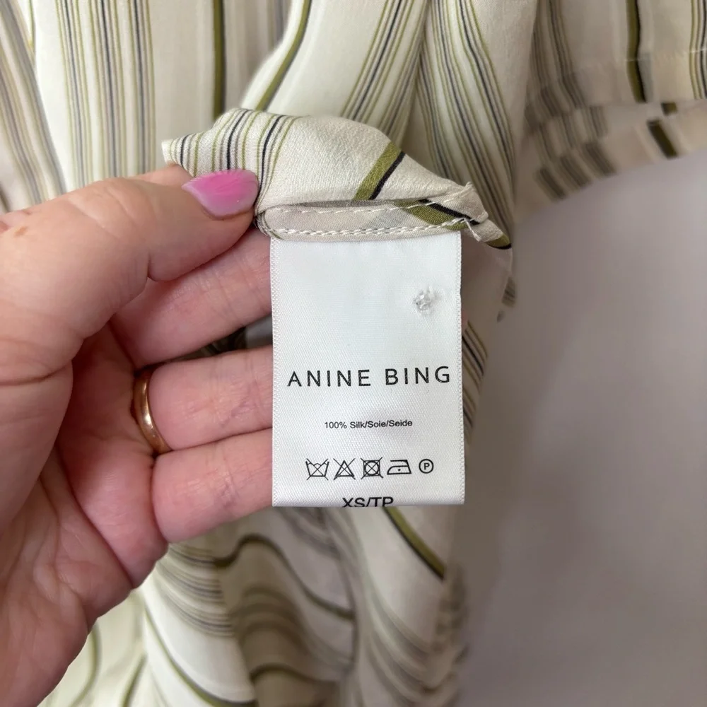 ANINE BING Stripes 100% Silk Blouse size XS - Picture 5 of 9